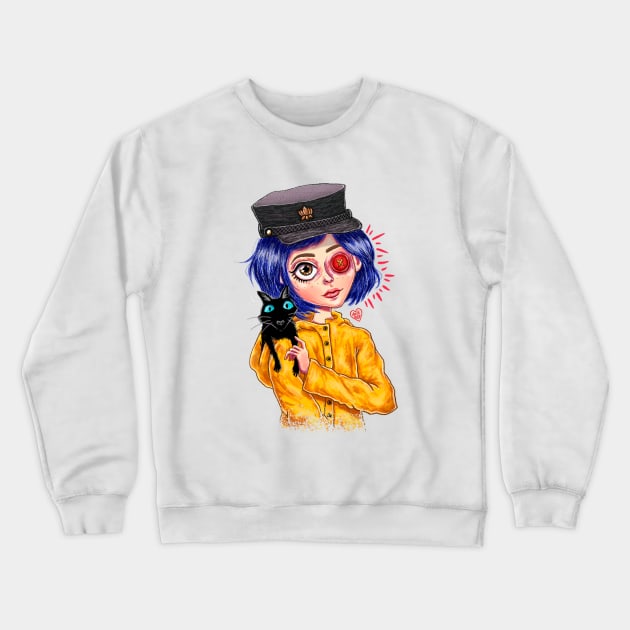 Coraline and Cat Crewneck Sweatshirt by artemysa